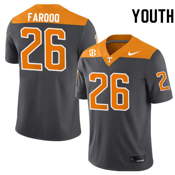 Youth #26 Edrees Farooq Tennessee Volunteers College Football Jerseys Stitched-Anthracite